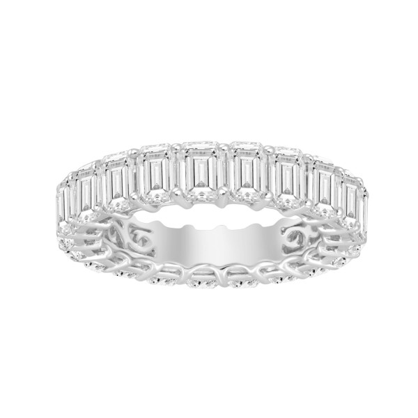 LADIES ETERNITY BAND 6 5/8CT EMERALD DIAMOND 14K W...