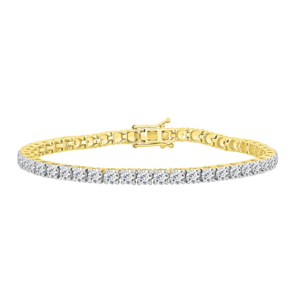 LADIES BRACELET 11CT ROUND DIAMOND 14K YELLOW GOLD...