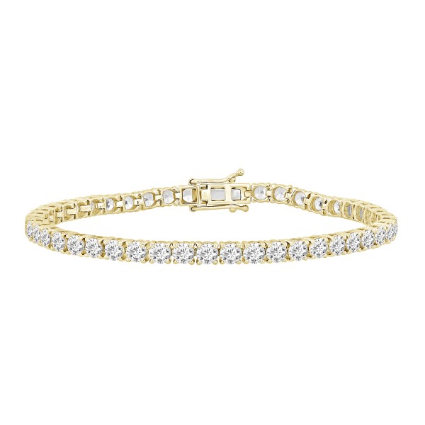 LADIES BRACELET 9CT ROUND DIAMOND 14K YELLOW GOLD...