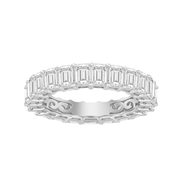 LADIES ETERNITY BAND 5 1/3CT EMERALD DIAMOND 14K W...