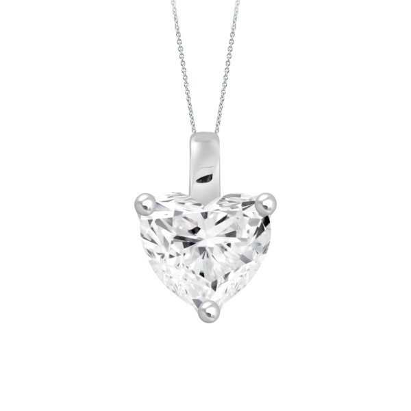 LADIES PENDANT WITH CHAIN 2CT HEART DIAMOND 14K WH...