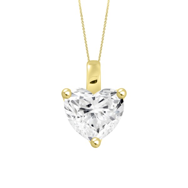 LADIES PENDANT WITH CHAIN 2CT HEART DIAMOND 14K YE...