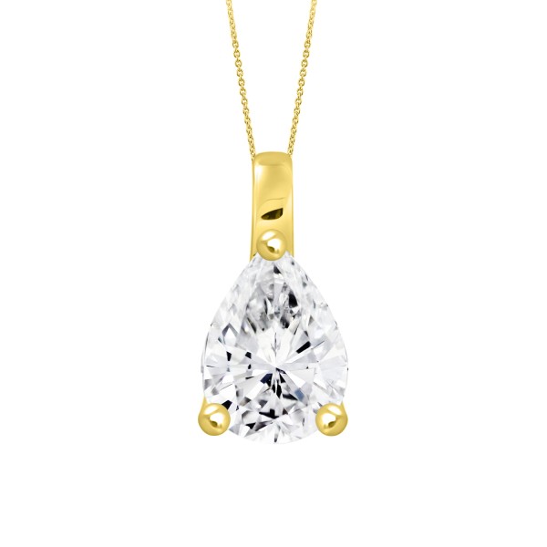 LADIES SOLITAIRE PENDANT WITH CHAIN 1 1/2CT PEAR D...