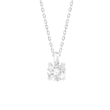 LADIES PENDANT WITH CHAIN 2CT ROUND DIAMOND 14K WHITE GOLD