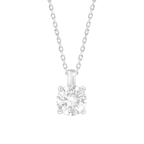 LADIES PENDANT WITH CHAIN 2CT ROUND DIAMOND 14K WH...