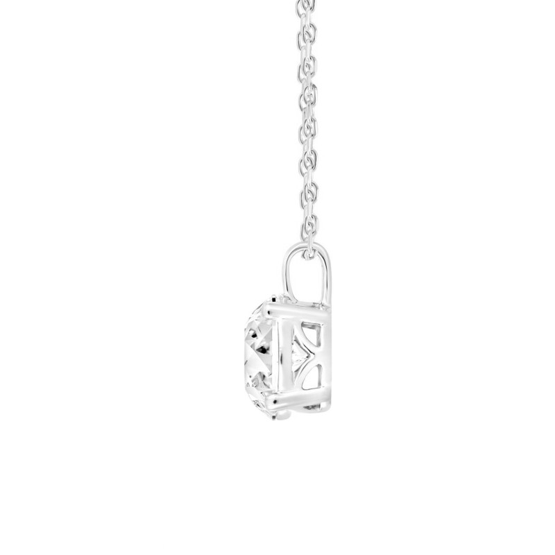 LADIES PENDANT WITH CHAIN 2CT ROUND DIAMOND 14K WHITE GOLD