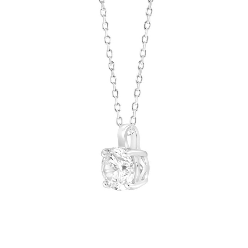 LADIES PENDANT WITH CHAIN 2CT ROUND DIAMOND 14K WHITE GOLD