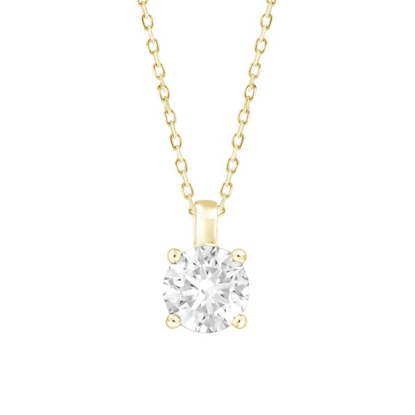 LADIES PENDANT WITH CHAIN 2CT ROUND DIAMOND 14K YE...