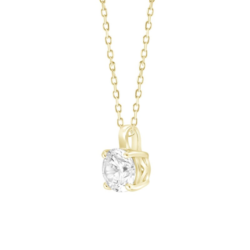 LADIES PENDANT WITH CHAIN 2CT ROUND DIAMOND 14K YELLOW GOLD