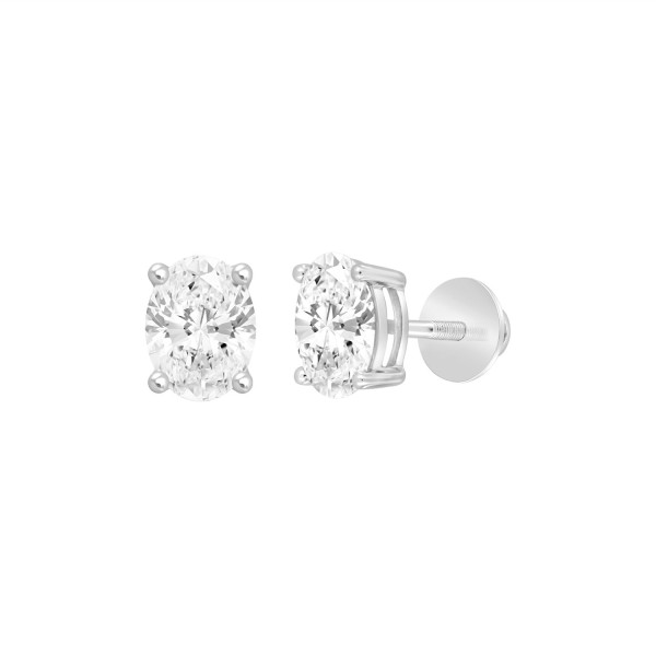 LADIES SOLITAIRE EARRINGS 1/2CT OVAL DIAMOND 14K W...