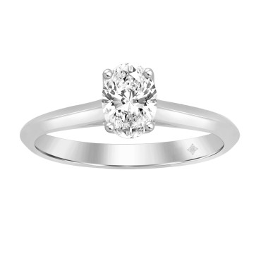 LADIES SOLITAIRE RING 1/2CT OVAL DIAMOND 14K WHITE GOLD