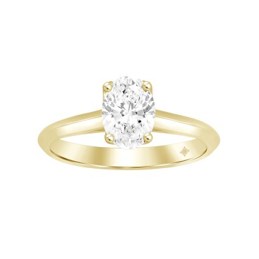 LADIES SOLITAIRE RING 1/2CT OVAL DIAMOND 14K YELLOW GOLD