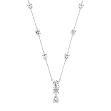 LADIES NECKLACE 5 1/4CT ROUND/PEAR/OVAL DIAMOND 14K WHITE GOLD