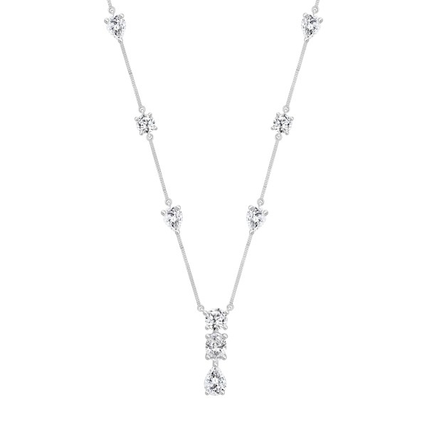 LADIES NECKLACE 5 1/4CT ROUND/PEAR/OVAL DIAMOND 14...