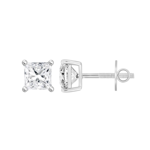 LADIES SOLITAIRE EARRINGS 3CT PRINCESS DIAMOND 14K...