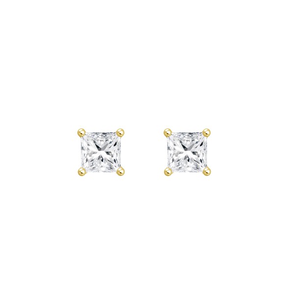 LADIES SOLITAIRE EARRINGS 3CT PRINCESS DIAMOND 14K...
