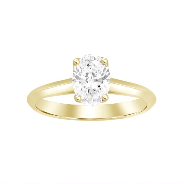 LADIES SOLITAIRE RING 1 1/2CT OVAL DIAMOND 14K YEL...