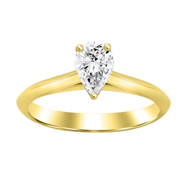 LADIES RING 1/2CT PEAR DIAMOND 14K YELLOW GOLD...