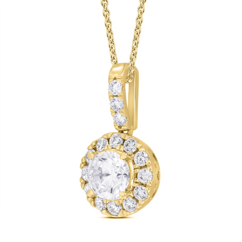 LADIES PENDANT WITH CHAIN 1 1/2CT ROUND DIAMOND 14K YELLOW GOLD (CENTER STONE ROUND DIAMOND 1CT)