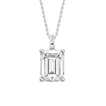 LADIES PENDANT WITH CHAIN 1/2CT EMERALD DIAMOND 14K WHITE GOLD