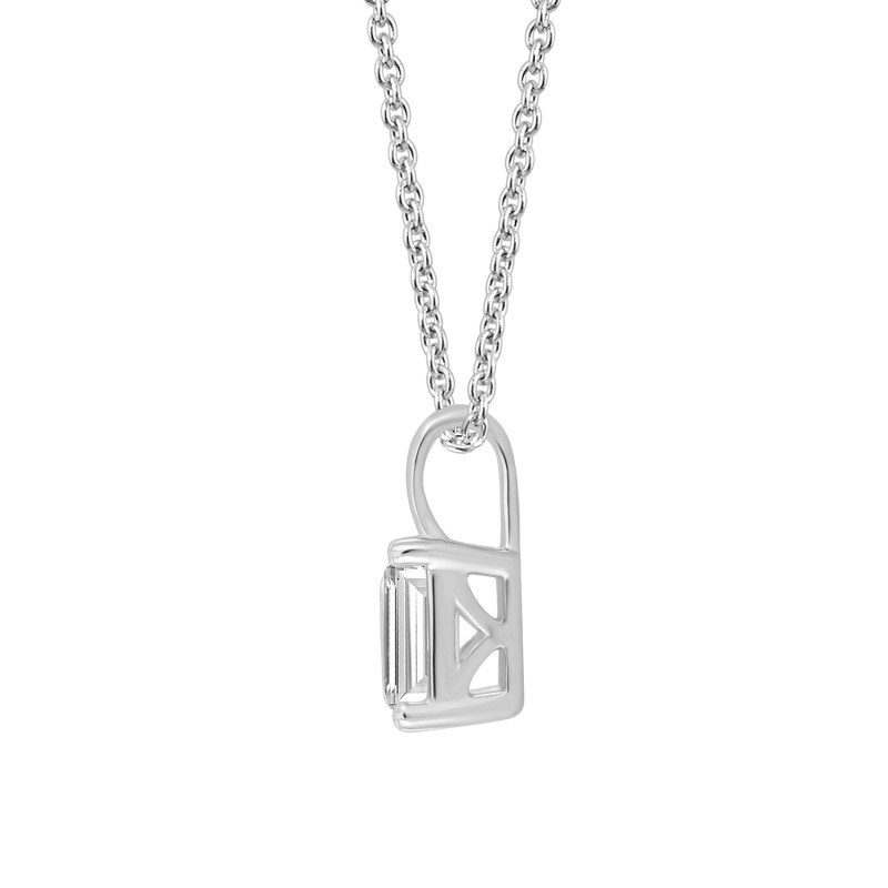 LADIES PENDANT WITH CHAIN 1/2CT EMERALD DIAMOND 14K WHITE GOLD