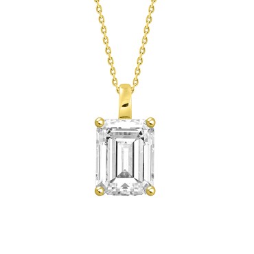 LADIES PENDANT WITH CHAIN 1/2CT EMERALD DIAMOND 14K YELLOW GOLD