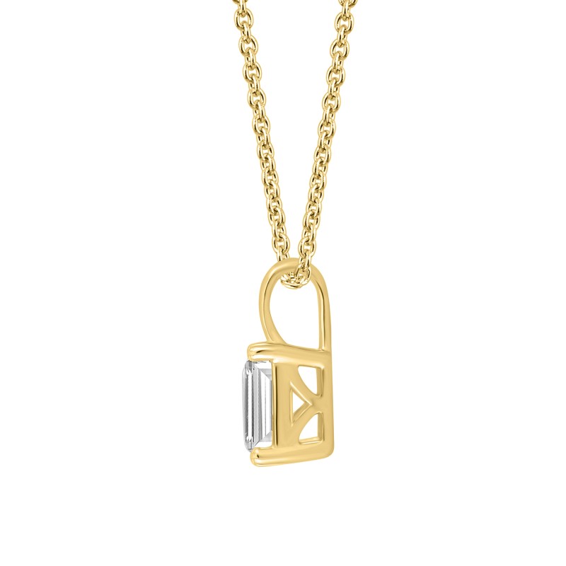 LADIES PENDANT WITH CHAIN 1/2CT EMERALD DIAMOND 14K YELLOW GOLD