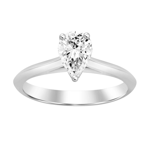 LADIES RING 1CT PEAR DIAMOND 14K WHITE GOLD...