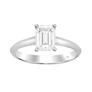 LADIES RING 1/2CT EMERALD DIAMOND 14K WHITE GOLD