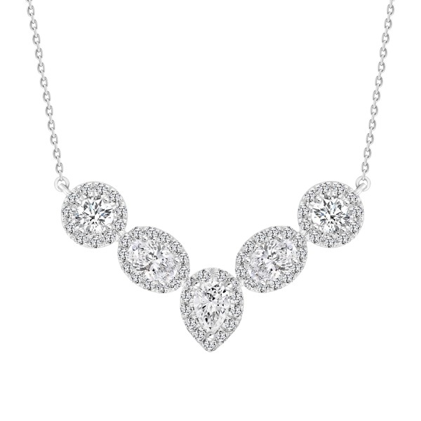 LADIES NECKLACE 2 1/2CT ROUND/PEAR/OVAL DIAMOND 14...