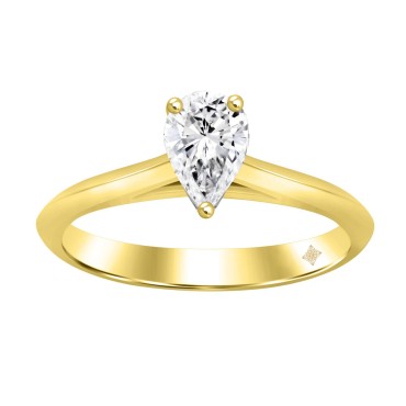 LADIES SOLITAIRE RING 1 1/2CT PEAR DIAMOND 14K YELLOW GOLD