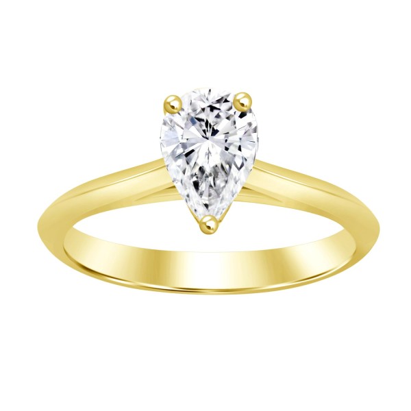 LADIES SOLITAIRE RING 1 1/2CT PEAR DIAMOND 14K YEL...