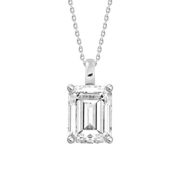 LADIES PENDANT WITH CHAIN 2CT EMERALD DIAMOND 14K ...