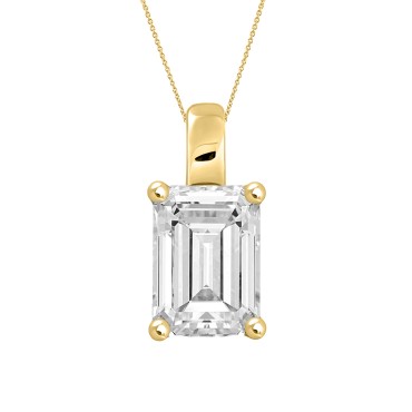 LADIES PENDANT WITH CHAIN 2CT EMERALD DIAMOND 14K YELLOW GOLD