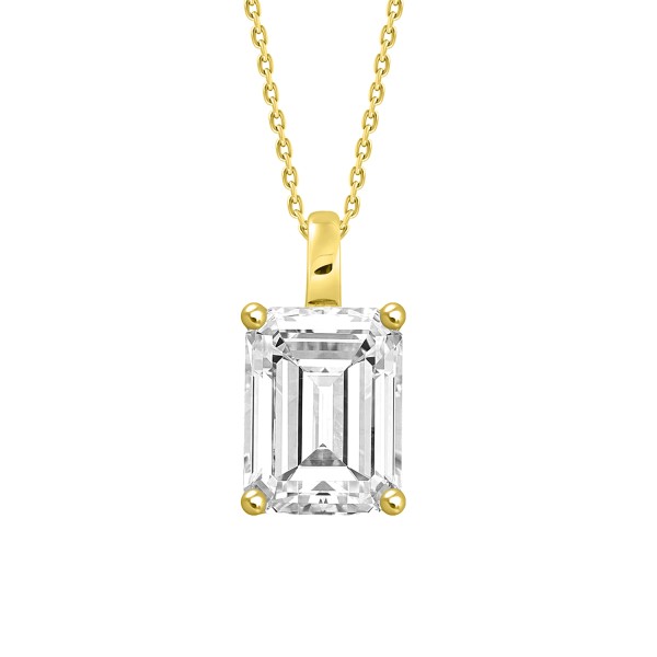 LADIES PENDANT WITH CHAIN 2CT EMERALD DIAMOND 14K ...