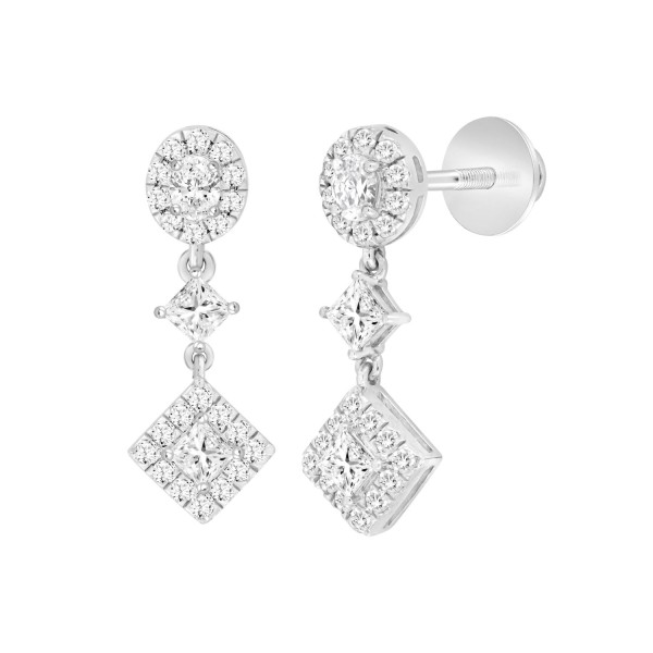 LADIES EARRINGS 1 3/4CT ROUND/OVAL/PRINCESS DIAMON...