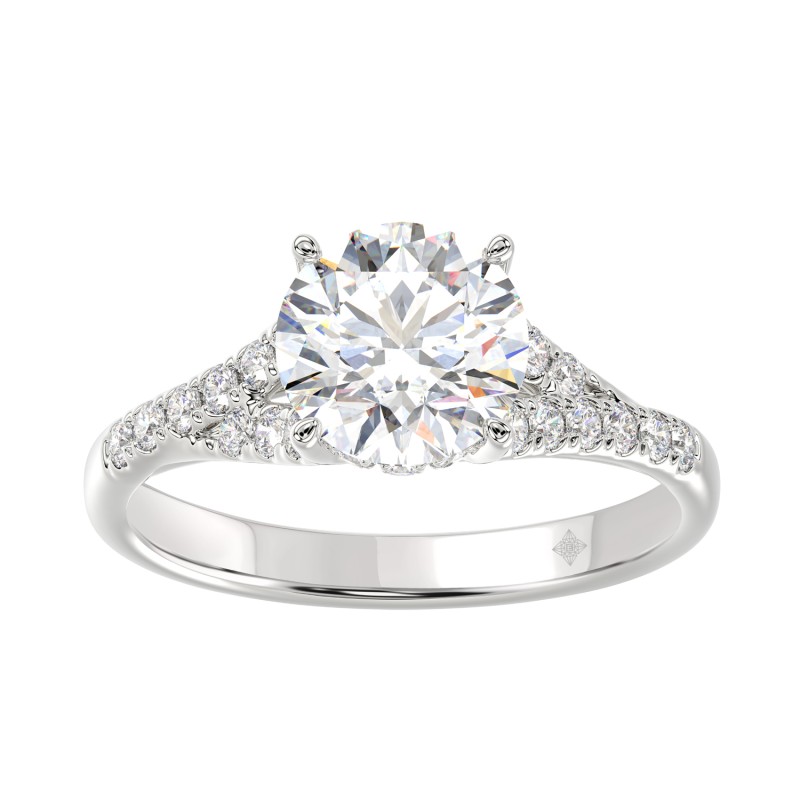 LADIES RING 2CT ROUND DIAMOND 14K WHITE GOLD (CENTER STONE ROUND DIAMOND 1 5/8CT )