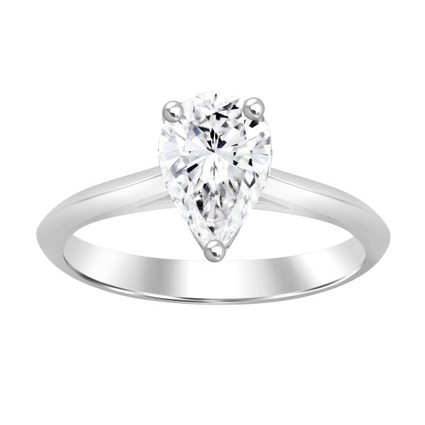 LADIES RING 3CT PEAR DIAMOND 14K WHITE GOLD...