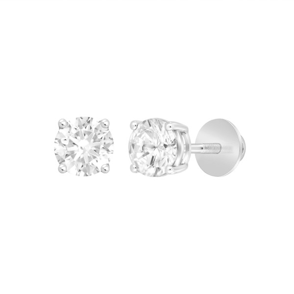 LADIES SOLITAIRE EARRINGS 1 1/2CT ROUND DIAMOND 14...