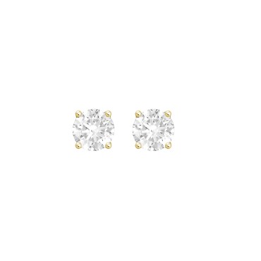 LADIES SOLITAIRE EARRINGS  1 1/2CT ROUND DIAMOND 14K YELLOW GOLD
