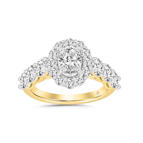 LADIES RING 3CT ROUND/OVAL DIAMOND 14K YELLOW GOLD...