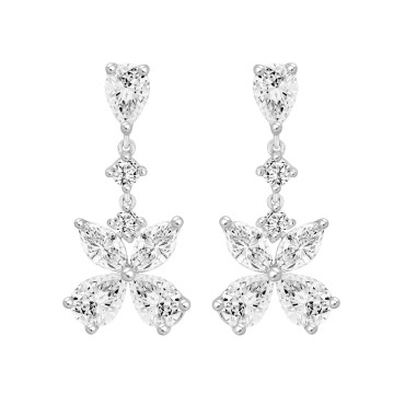 LADIES  EARRINGS  3CT ROUND/MARQUISE/PEAR DIAMOND 14K WHITE GOLD