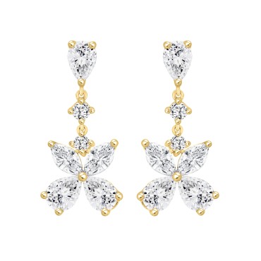 LADIES  EARRINGS  3CT ROUND/MARQUISE/PEAR DIAMOND 14K YELLOW GOLD