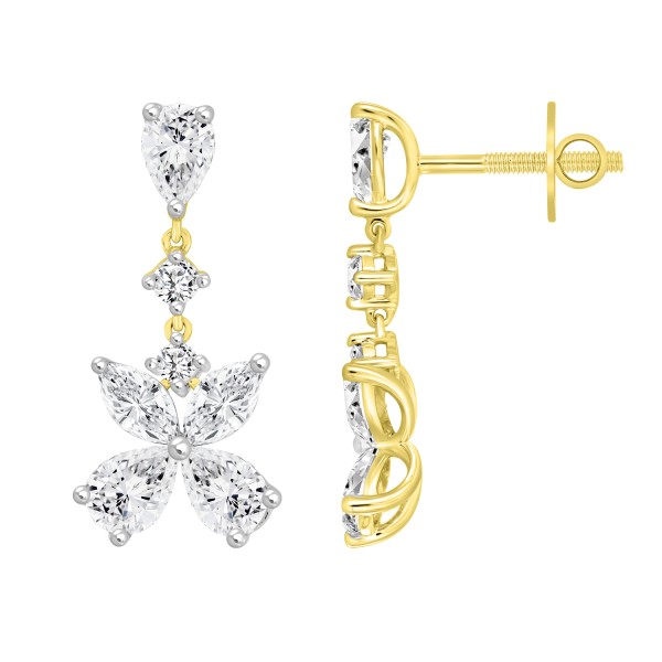 LADIES EARRINGS 3CT ROUND/MARQUISE/PEAR DIAMOND 14...