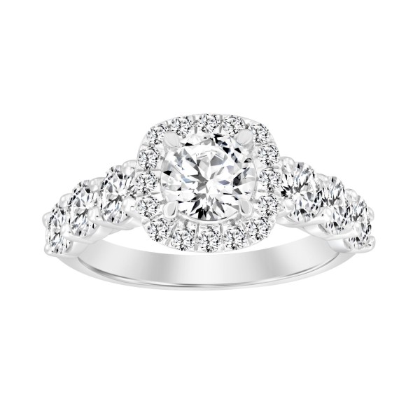 LADIES RING 2 3/4CT ROUND DIAMOND 14K WHITE GOLD (...