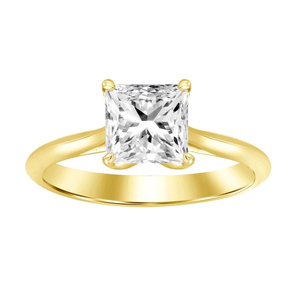 LADIES RING 1/2CT PRINCESS DIAMOND 14K YELLOW GOLD...