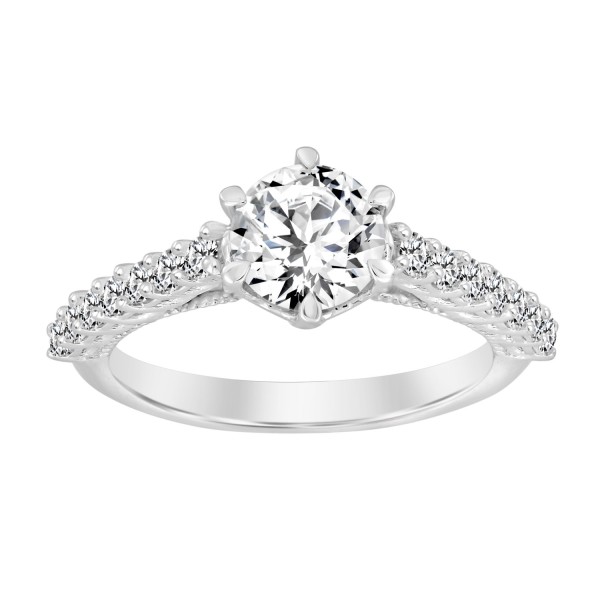 LADIES RING 1 1/2CT ROUND DIAMOND 14K WHITE GOLD (...