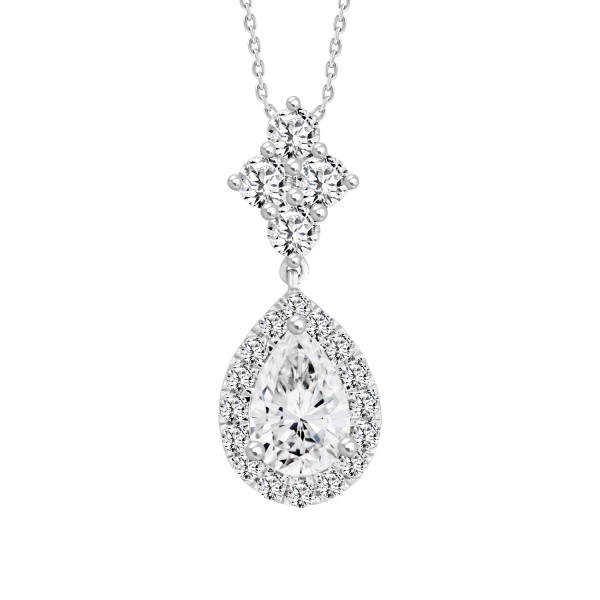 LADIES PENDANT WITH CHAIN 2 1/2CT ROUND/PEAR DIAMO...