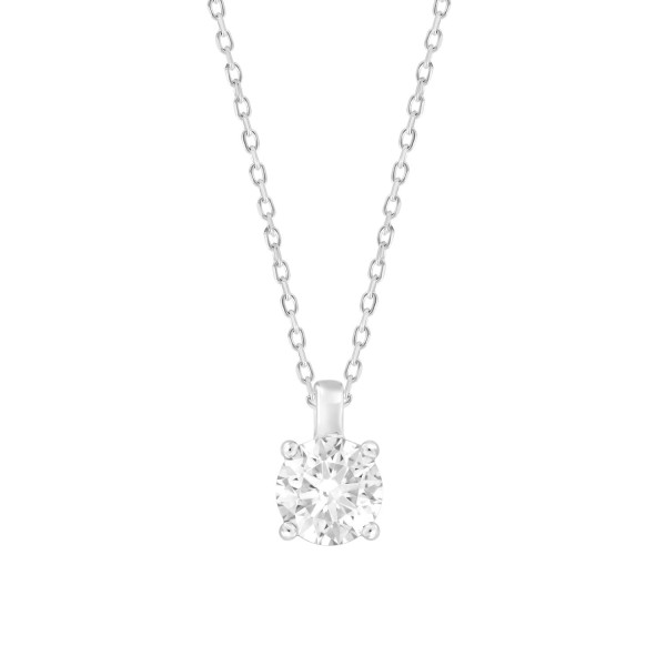 LADIES PENDANT WITH CHAIN 1CT ROUND DIAMOND 14K WH...