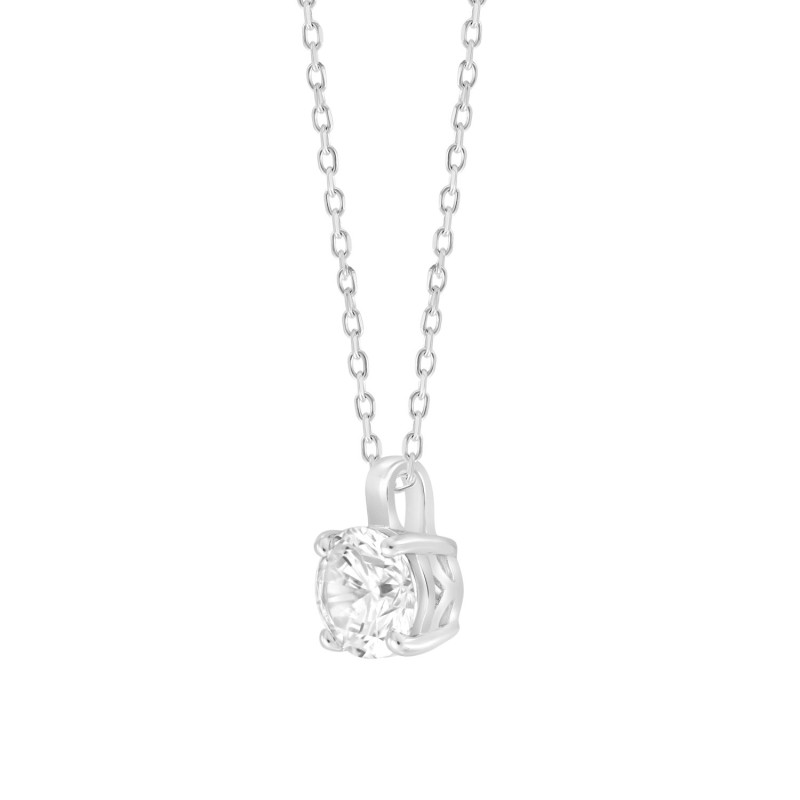 LADIES PENDANT WITH CHAIN 1CT ROUND DIAMOND 14K WHITE GOLD (CENTER STONE ROUND DIAMOND 1CT )